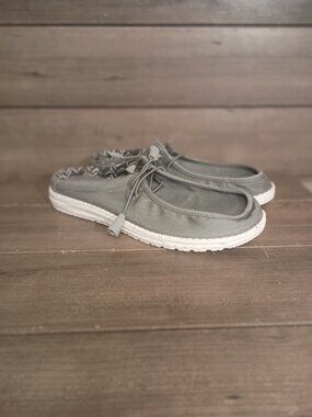 Hey Dude Wally Slip Stretch Canvas Gray Mens Slip On Shoes Size 11